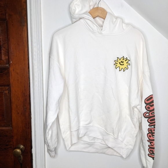 DAYDREAMER Flyer Oversized Mushroom Hoodie Sweatshirt White 90s Streetwear New - Picture 1 of 8